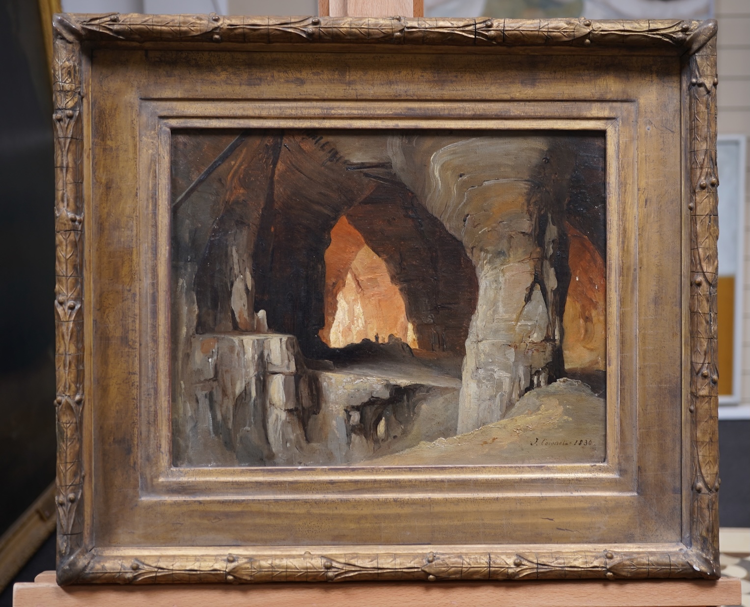 Jules Coignet, French (1798-1860), Cavernous landscape